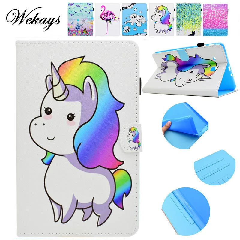 Wekays Cover For Samsung Tab E T560 Cartoon Unicorn Leather Funda Case For Samsung Galaxy Tab E 9.6