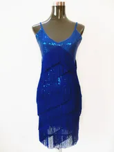 Stunning Stage Dance Costume 1920s Great Gatsby Style Sequin Tassel V-Neck Cocktail Latin Party DressFringed Flapper Dresses
