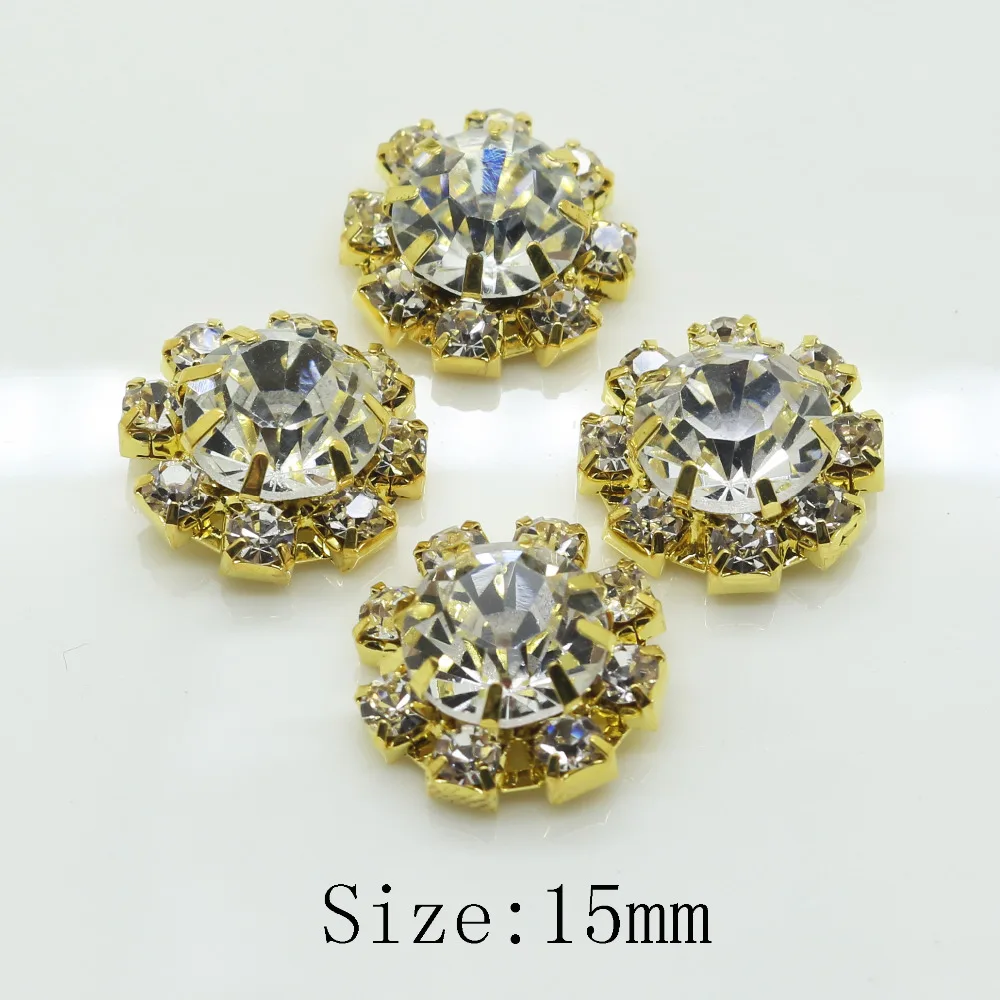 Top quality 50pc 15mm Circularfo Clear crystal shiny crystal button