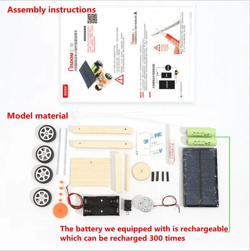 DIY солнечной гибридный Электрический автомобиль деревянный сборки с Перезаряжаемые Батарея наука модель образования Игрушечные лошадки IQ для детей подарок