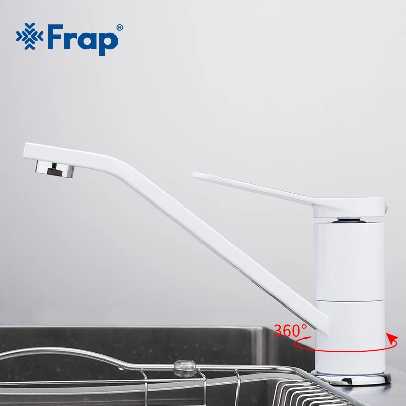 FRAP простой Однорычажный смеситель для раковины белая картина длинный рот