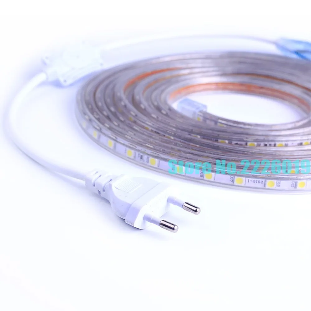 

AC 220V LED Strip 5050 Flexible Light ledstrip IP67 Waterproof lamp Tape Light With EU Power Plug 1M 3M 5M 10M 15M 20M Set(1PCS)