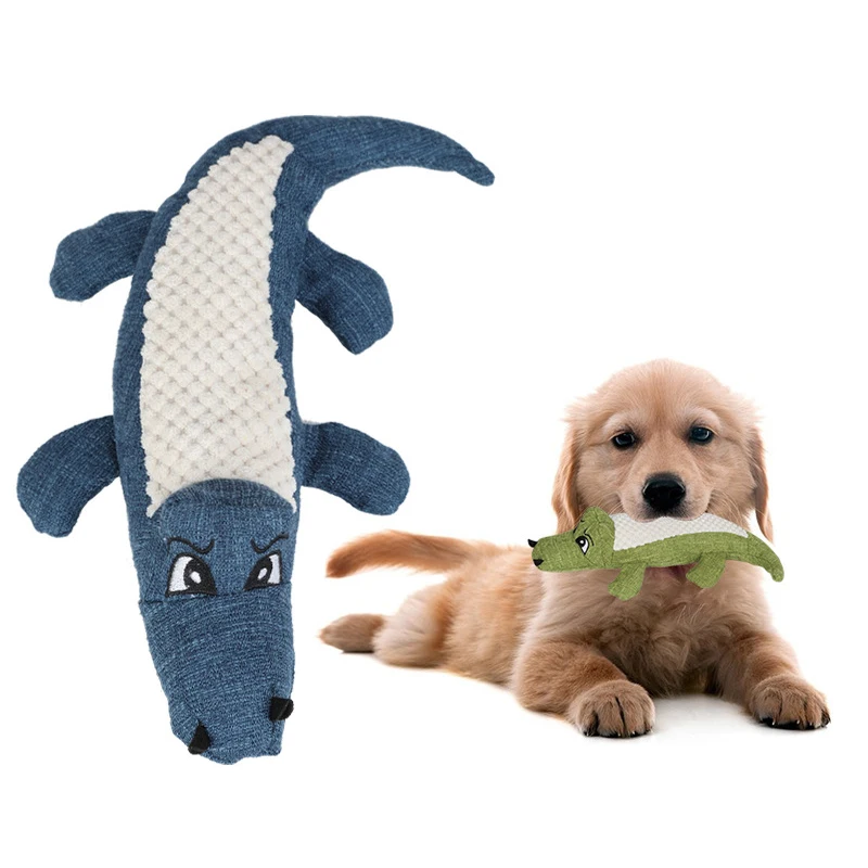 

Squeaky Fun Dogs Crocodile Shape Toys Large Corn velvet linen Toy for Dogs Chew Squeaker Dog puzzle molar Toys 35