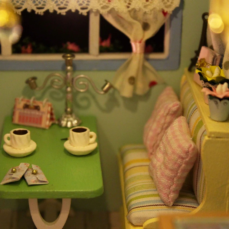 Симпатичный номер кукольный дом Миниатюрный DIY кукольный домик с мебелью деревянные игрушки ручной работы время туристический подарок для детей A016# E