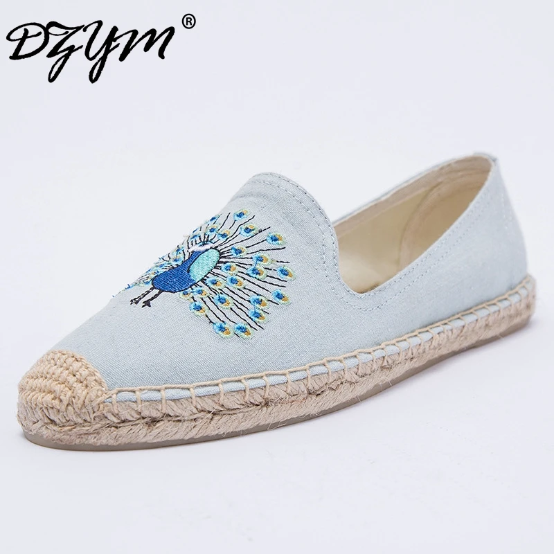 Женские холщовые Эспадрильи с вышивкой на плоской подошве|canvas espadrilles|women flatszapatos