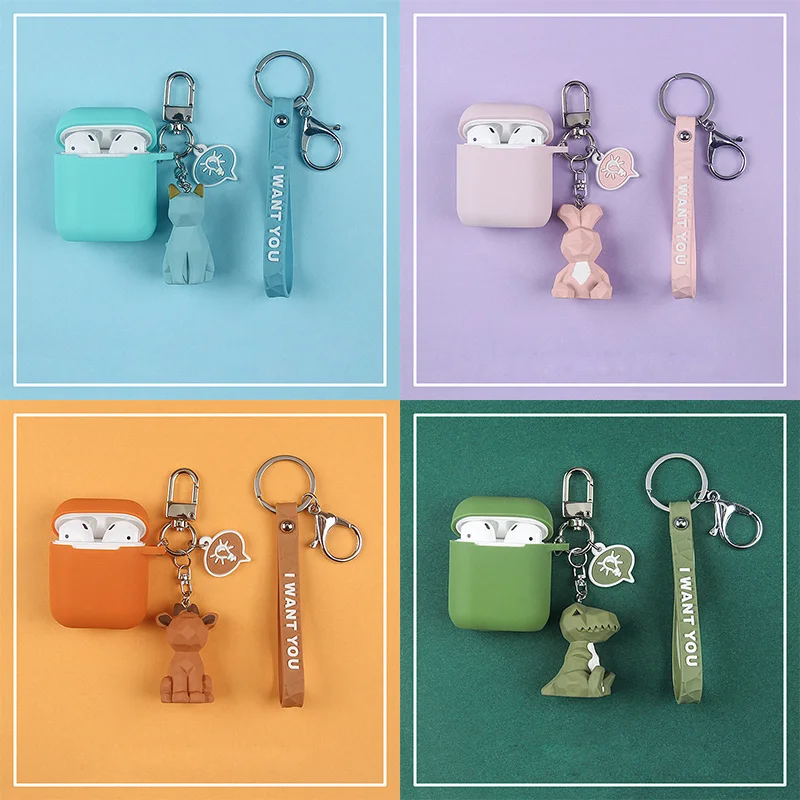 

Cute Cartoon DIY Silicone Case for Apple Airpods Accessories Bluetooth Earphone Protective Cover For Airpods Bag Anti-lost Strap