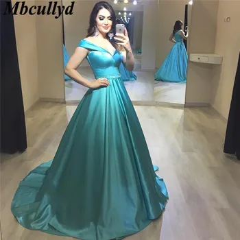 

Mbcullyd Prom Dresses 2019 Cheap Long Sweep Train Backless Women Formal Off Shoulder Gowns Party with Beading vestidos de festa