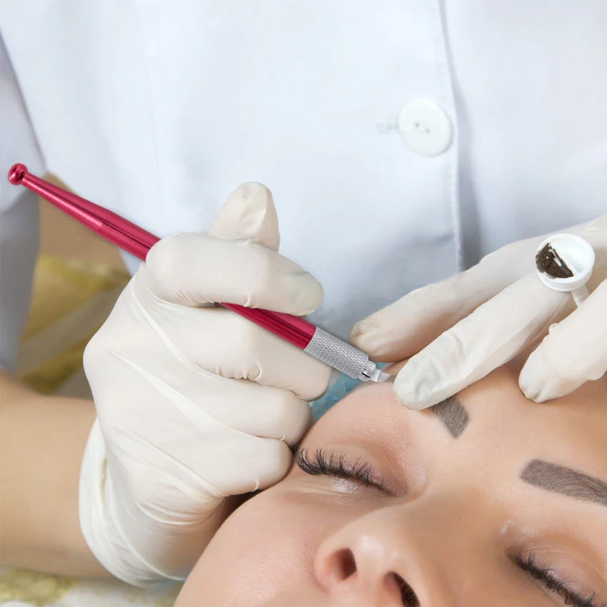 Перманентный макияж Microblading комплект полный набор иглы для ручки чернила кольцевые чашки пигмент практика кожи руководство машина комплект питания