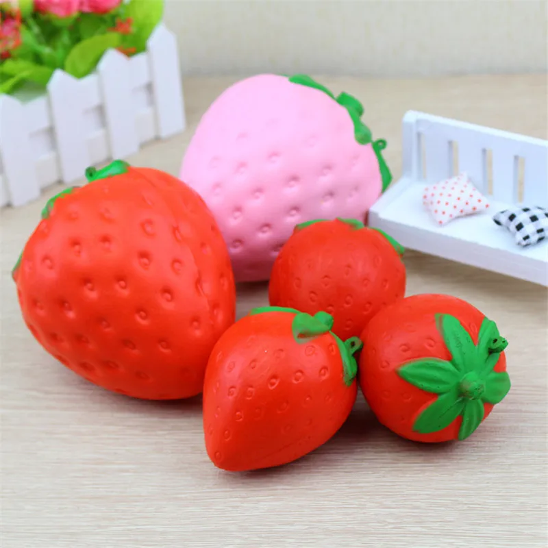 Zhenwei Squishy игрушечные лошадки замедлить рост Клубника Фрукты Jumbo телефон ремень Squishi Squeeze игрушки Squishes без звука украшения - изображение