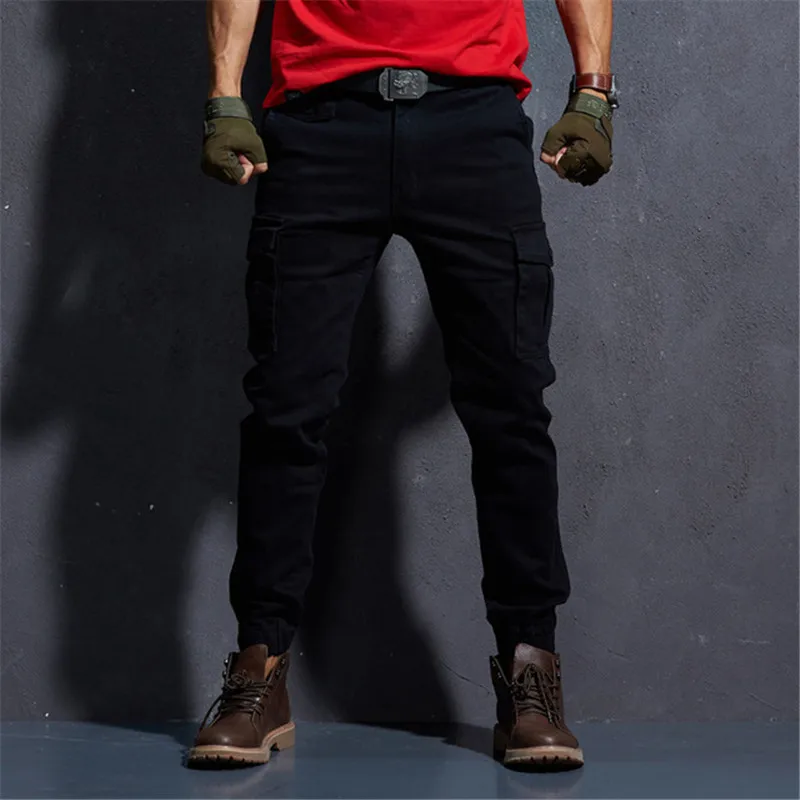 ICPANS Cargo Pants Men Black Khaki Cotton Casual Pants Mens Pockets Overalls Joggers Pants Military