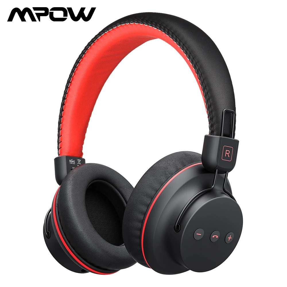 Mpow H1 Wireless Bluetooth Headphones With Mic Soft Ear Pads Noise