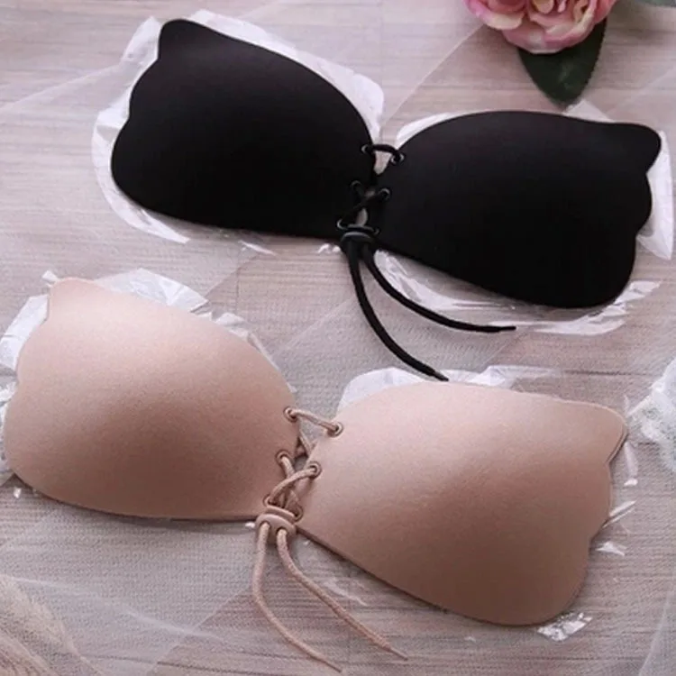 Fashion Stick Silicone breast petals bra Pull rope pad breast bra thicken chest women bra Strapless Backless Invisible sexy Bra 10