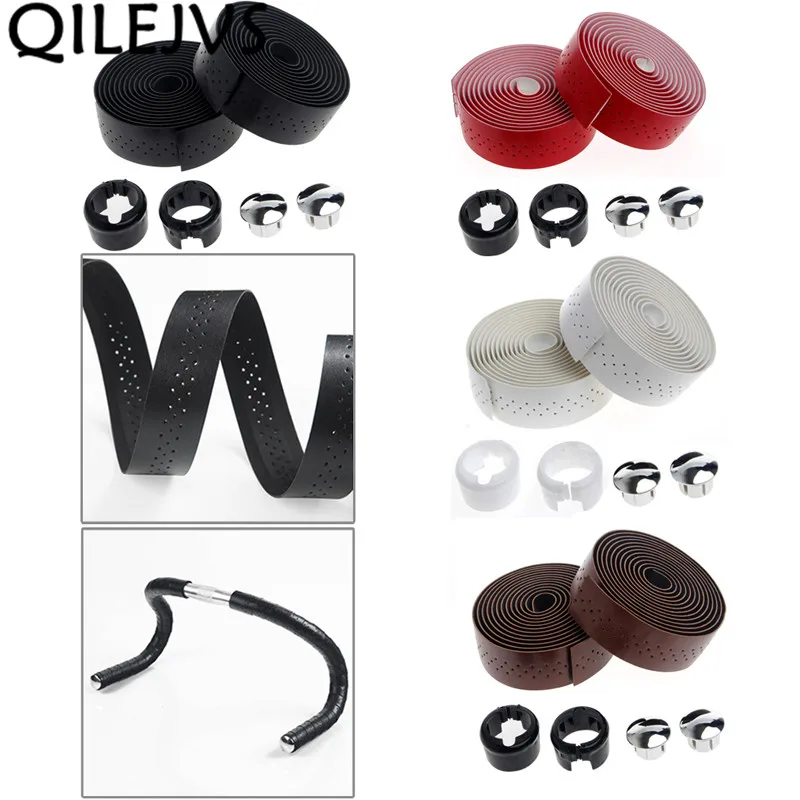

2x Bike Cycling Road Bike Sports Handlebar Tape Faux Leather Wrap +2 Bar Plug