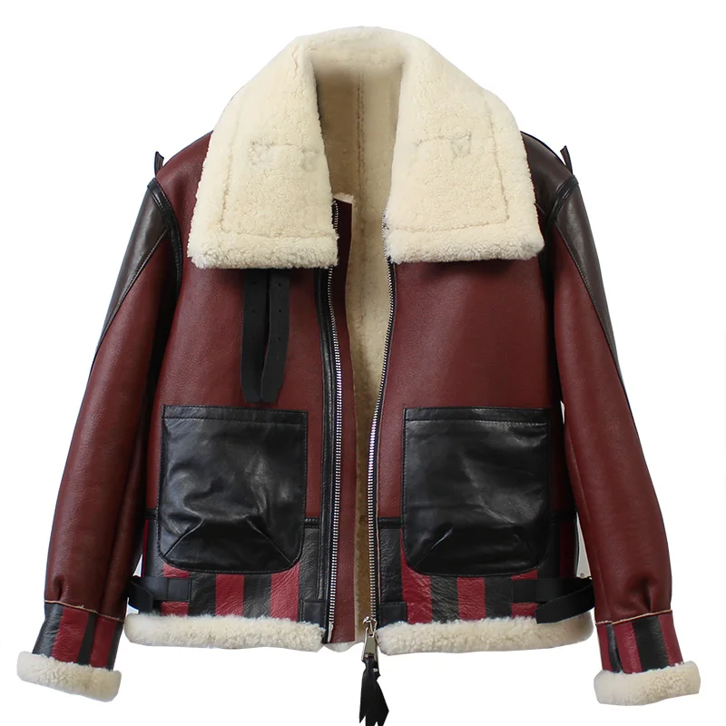 Best Winter Jacket Women Brand 2019  Real Fur Coat Genuine Leather Coat Warm Thick Merino Sheep Fur Double-faced Fur Parka Outerwear 7