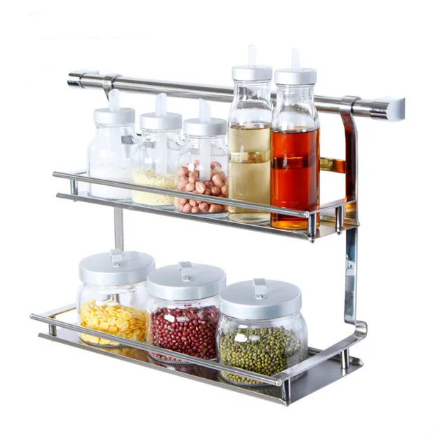 Kitchen rack wall hanging 304 stainless steel pendant seasoning storage rack pendant wall rack hanger Lu 41816