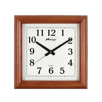 

New Square Wooden Wall Clock Modern Home Decoration Living Room Quartz Needle Wooden Wall Watch 14 inch