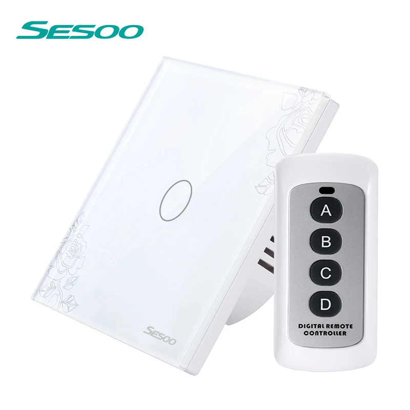 SESOO Remote Light Switch with Remote Control 1 Gang 1 Way Wireless Remote Control Switch Smart Light Touch Switches SY3-01-RFL цена SESOO Remote Light Switch with Remote Control 1 Gang 1 Way Wireless Remote Control Switch Smart Light Touch Switches SY3-01-RFL цены онлайн