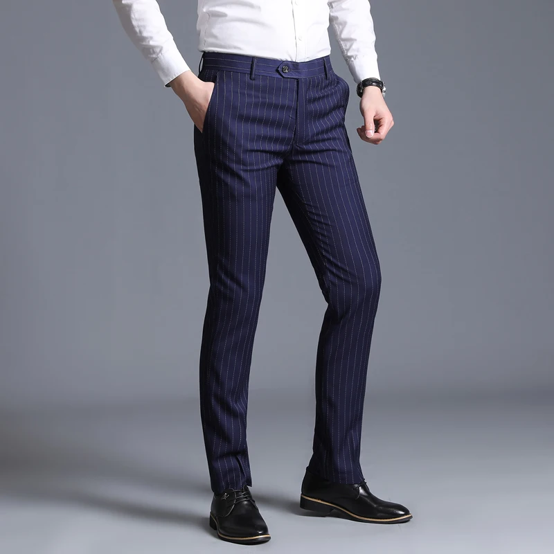 Pantalones formales de trabajo, cintura elástica, para hombre