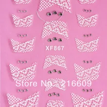 Акция 25 компл./лот 3D DIY Французский Кружева горный хрусталь клей для ногтей наклейки Наклейка 12 Syles XF861-XF872