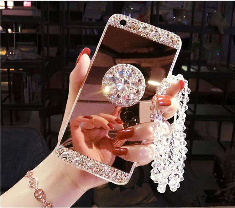 Роскошный Алмазный чехол для телефона iPhone 7 8 6S Plus X XR Xs Max Блестящий зеркальный