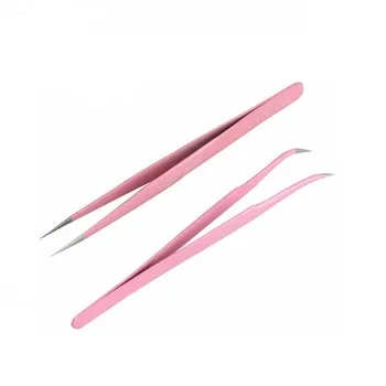 2 colors Stainless Steel Tweezers Eyelash Grafting Precision tweezers professional Antistatic Tweezers Straight Or Curve Set