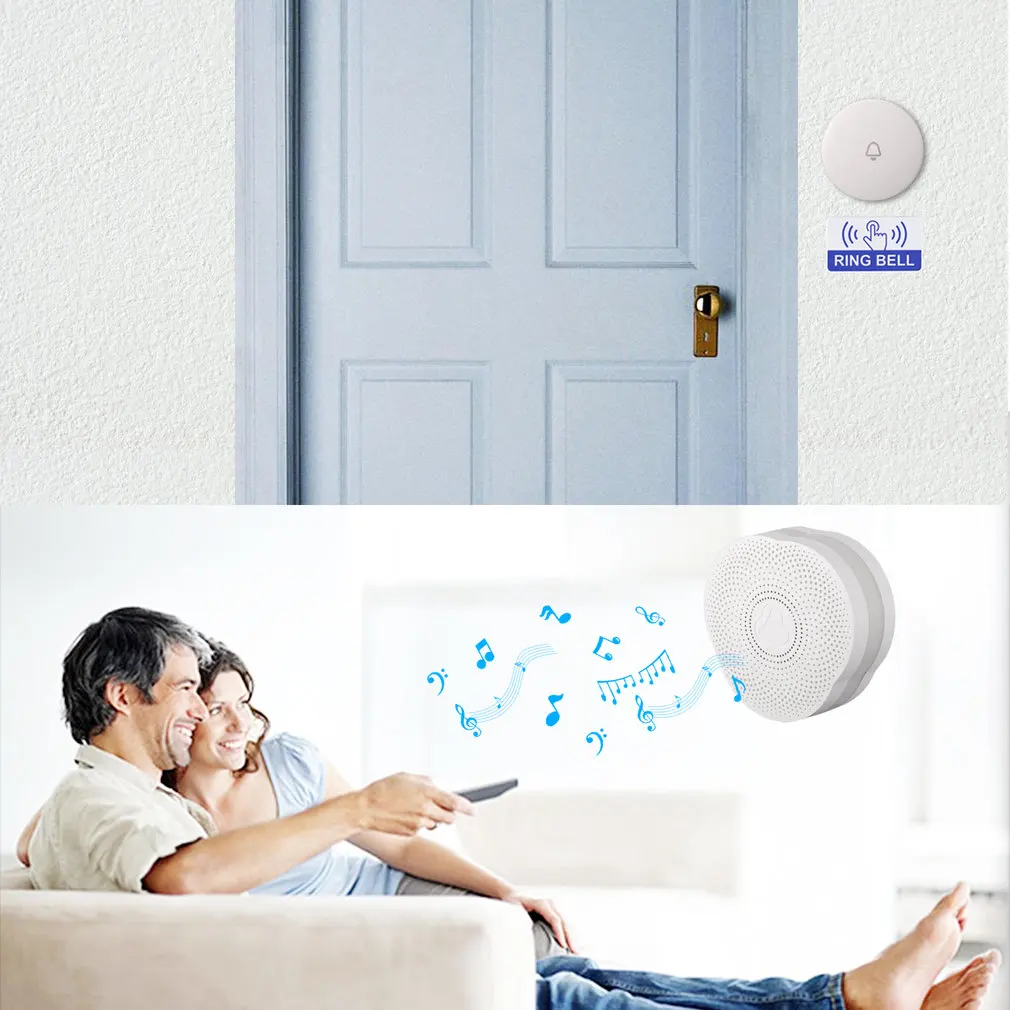 GS-DML Doorbell & Night Light Alarm System Built-in Bluetooth 4.0 US Plug Support Door Contact/PIR Motion Sensor Voice Prompt