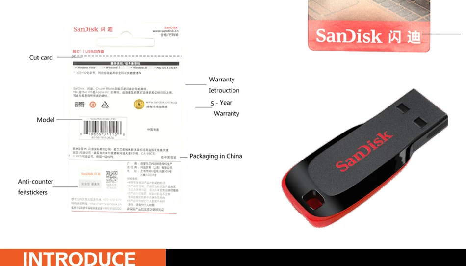 SanDisk USB флэш-накопитель форма лезвия U диск 4 ГБ 8 ГБ 16 ГБ 32 ГБ 64 ГБ 128 ГБ флеш-накопитель USB 2,0 карта памяти SDCZ50 для планшета и телефона