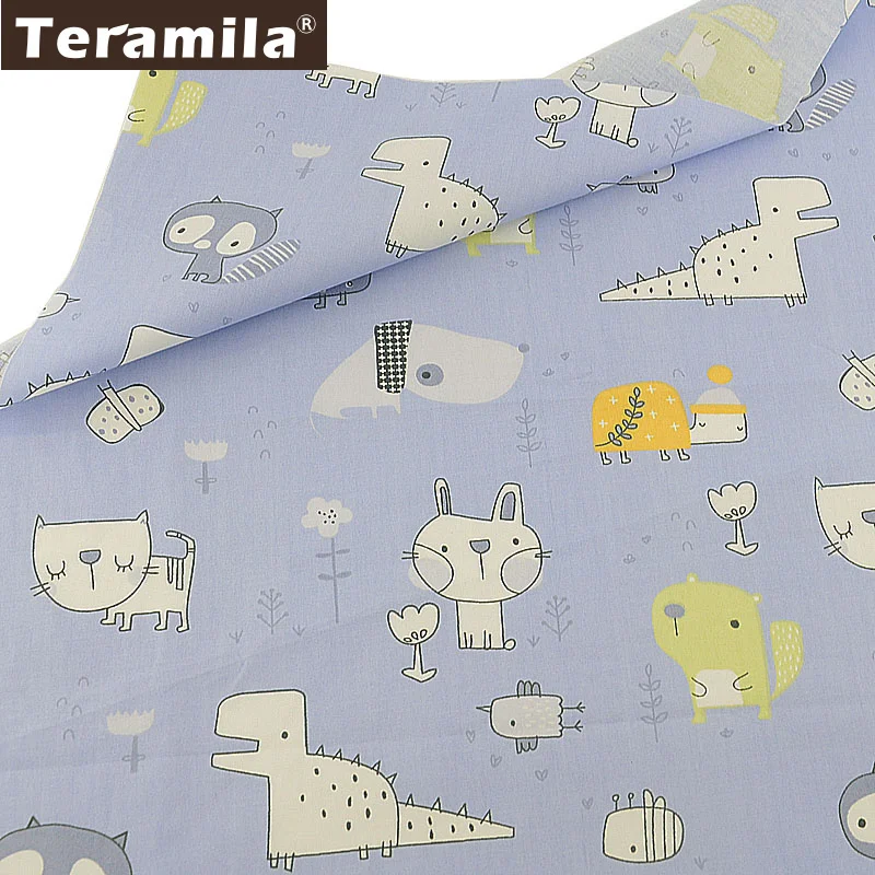 Teramila хлопок ткань скрапбукинга материал для шитья самодельный светло фиолетовый животные дизайн ребенка саржа Tecido Tela Quilting
