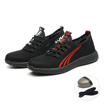 

New safety shoes summer fly woven breathable shoes steel toe cap light work shoes Men and women construction boots botas hombre