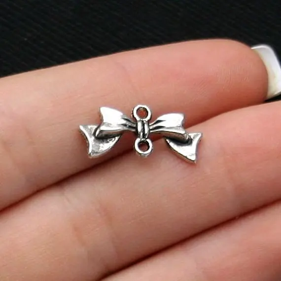 

10pcs/lot 20mm x 10mm Bow Connector Charms Antique Silver Tone for diy jewelry accessories bracelet bangle findings making