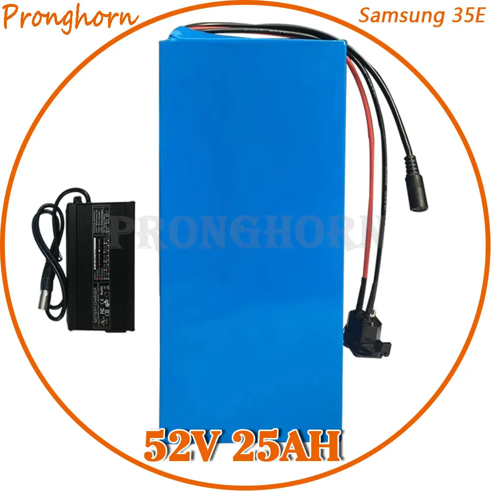 2000W 52V Battery 51.8V 25AH Lithium Battery 52V 25AH Electric Bike Battery use Samsung 35E cell with 50A BMS with 5A Charger