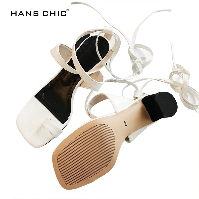 

HANSCHIC 2017 Summer White Minimumism New Arrival Vintage Lady Woman Casual Sandals Shoes for Womens Girls with Ankle Strap 1126