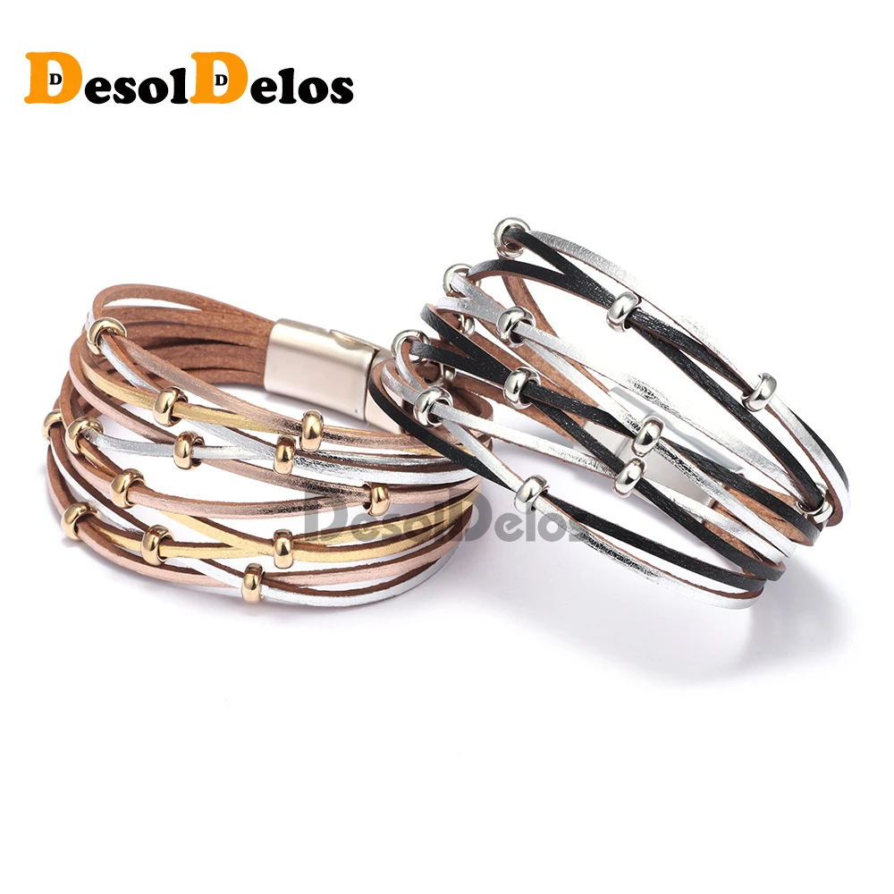 

2019 New Snap Button Jewelry Leather 18mm Snap Button Bracelet Punk Multilayer Leather Bracelet Snaps Jewelry Gift