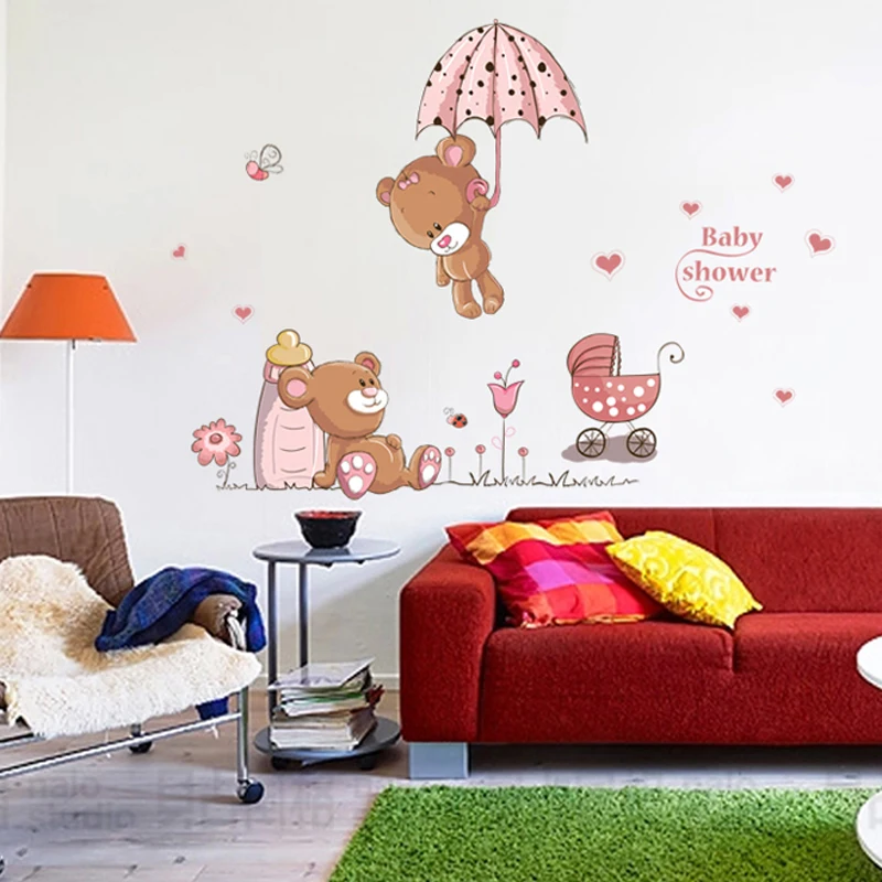 Cute Bears Wall Sticker for Kids Room Home Decor Nursery Wall Decal