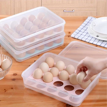 

1PC 20 Grids Egg Tray Transparent Removable Plastic Eggs Holder Eggs Crisper Eggs Storage Container for Refrigerator Home