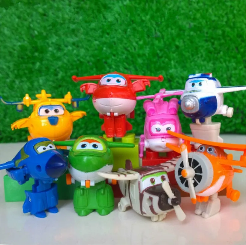 

8Pcs/set MINI Anime Super Wings Model Mini Planes toy Transformation Airplane Robot Action Figures superwings toys for children