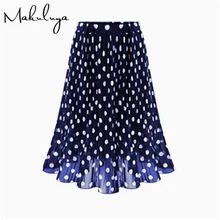 Makuluya, женские шифоновые юбки в горошек, для девушек, лето, весна, женские, черные, белые, эластичная талия, плиссированные юбки, пляжные, трапециевидные, размера плюс, L6