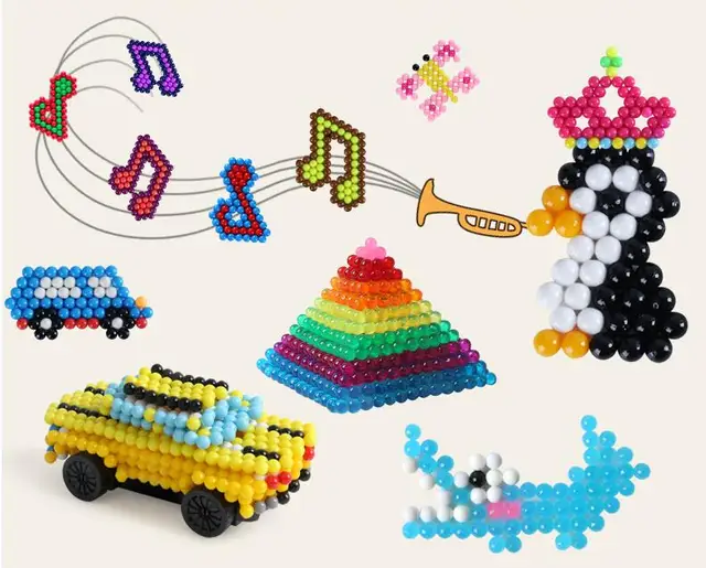 500pcs /bag Water Spray Magic Beads kids toys supplement 3D aqua puzzle Educational Toys For Children 6