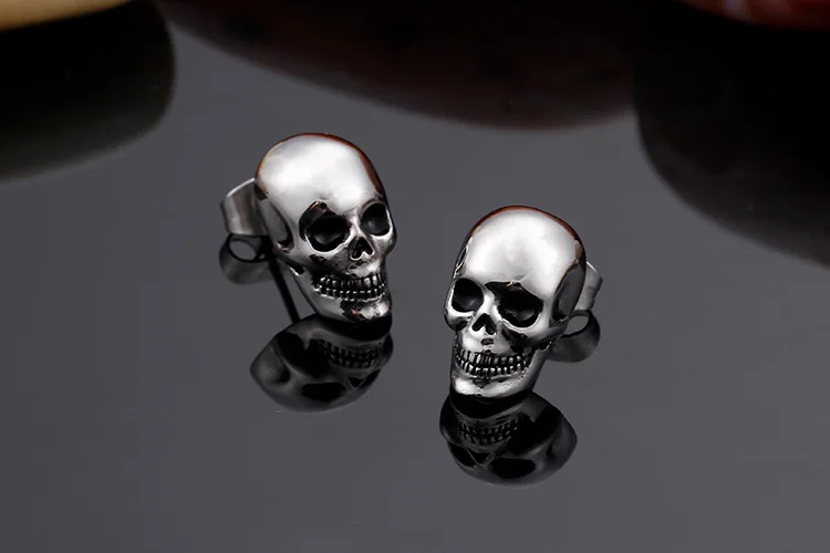 TrustyLan Punk Rock Skull Mens Earrings For Women Stainless Steel Small Stud Earings Fashion Jewelry Dropshipping Gift New