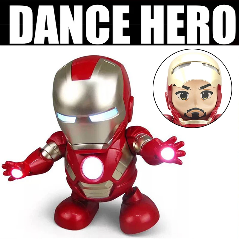 Hero Dance Железный человек фигурка игрушка электрический светодиодный фонарик звук