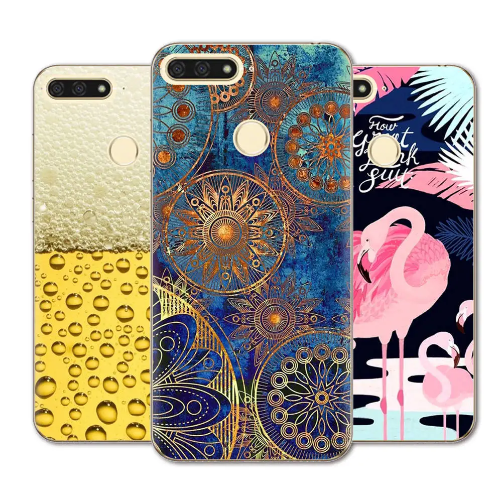 For Huawei Honor 7A Pro Case Soft Silicone TPU Transparent Printing Phone Back Protective Cover |