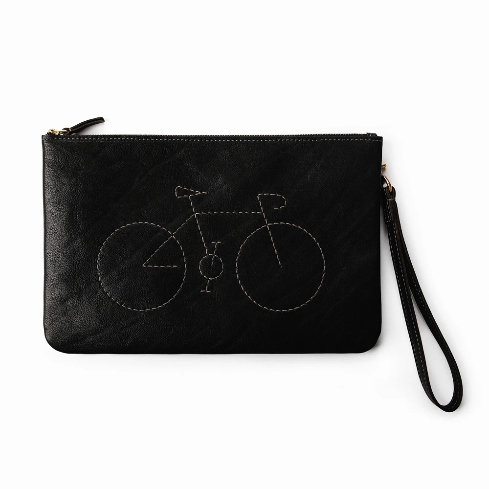 

Gathersun New Genuine Leather Clutch Bag for Men Zipper Closure Vegetable Tanned Leather Day Clutches Personalized Hand Bag