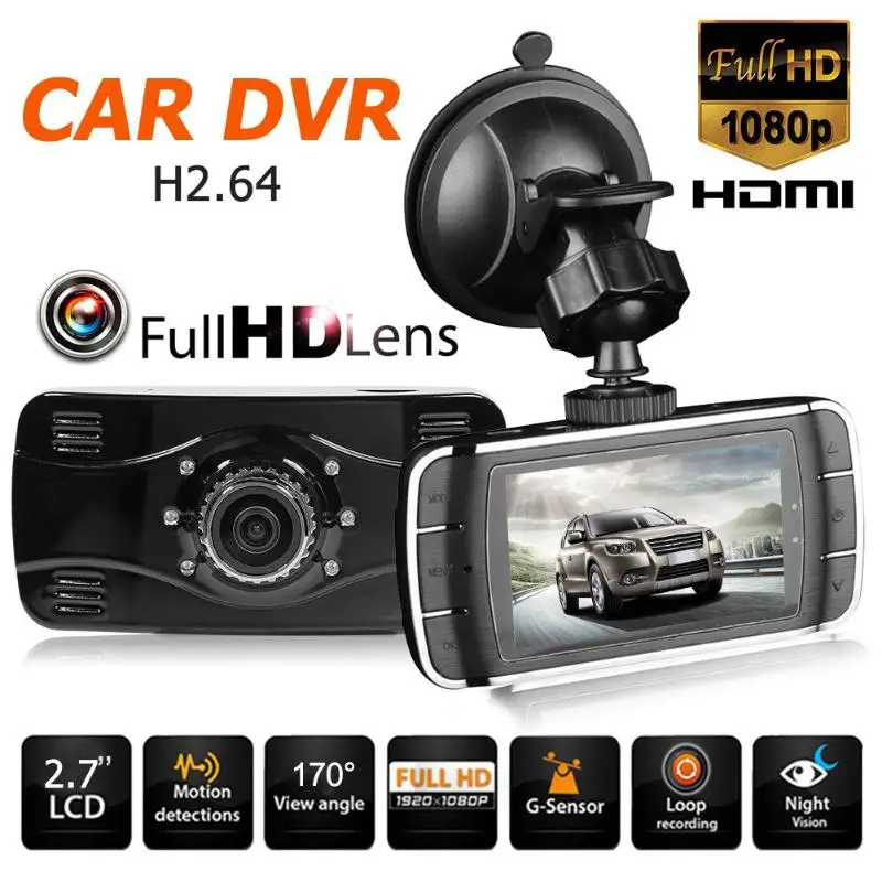 2,7 дюймов 1080 p Full HD Автомобильный видеорегистратор камера 170 объектив ночного видения WDR камера для приборной панели