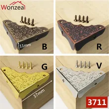 12 pcs 37mm Livro Bronze Scrapbooking Álbuns Menus Folders Canto Protetores de Decoração Metal Artesanato Caixa de Suporte de Canto