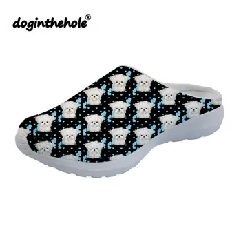 

doginthehole Beach Shoes Water Sport Sandals for Women Cute Maltese Dogs Printed Female Outdoor Flat Slippers Mesh Sports Shoes
