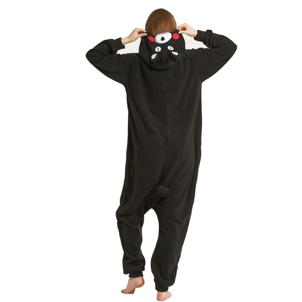 Из Полар-флиса унисекс для взрослых Пижама Kigurumi карнавальный костюм животного для костюмированного представления под названием Kumamon комбинезон, одежда для сна