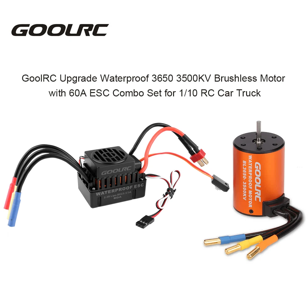 

RC Set GoolRC Upgrade Waterproof 3650 3500KV BrushlessRC Motor with 60A ESC Combo Set for 1/10 RC Car Truck