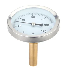 63 мм горизонтальный Циферблат Термометр алюминиевый датчик температуры метр тестер измерения 0-120 градусов по Цельсию