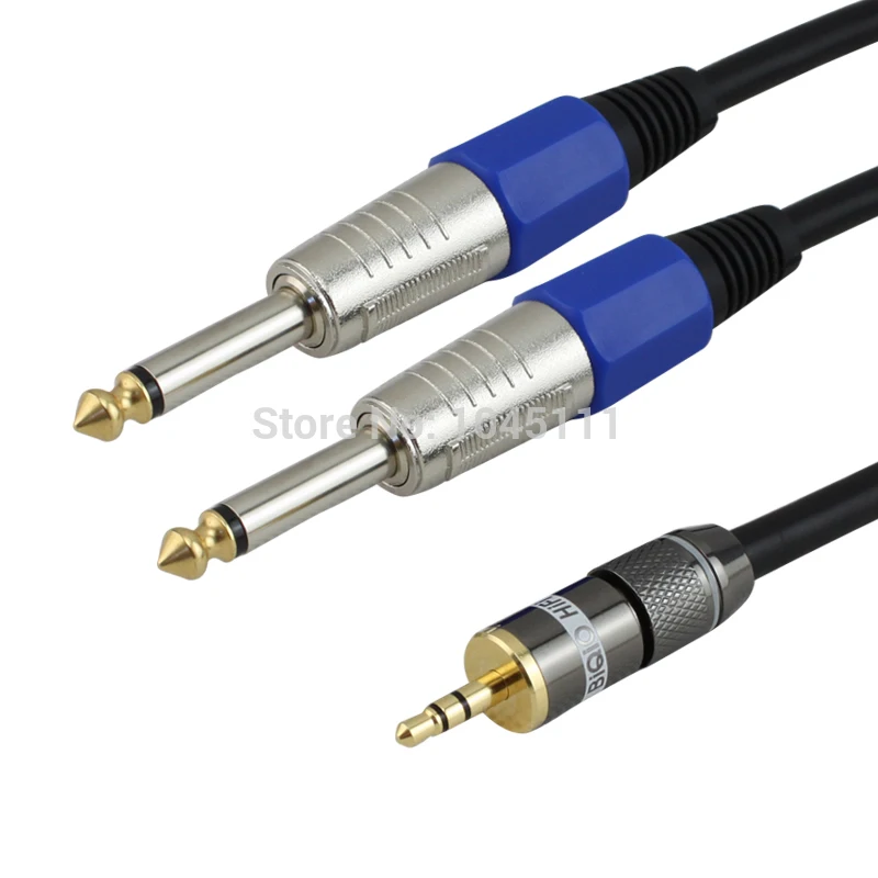 KQ7737 3.5MM Male Stereo to Dual 6.5mm Mono Computer