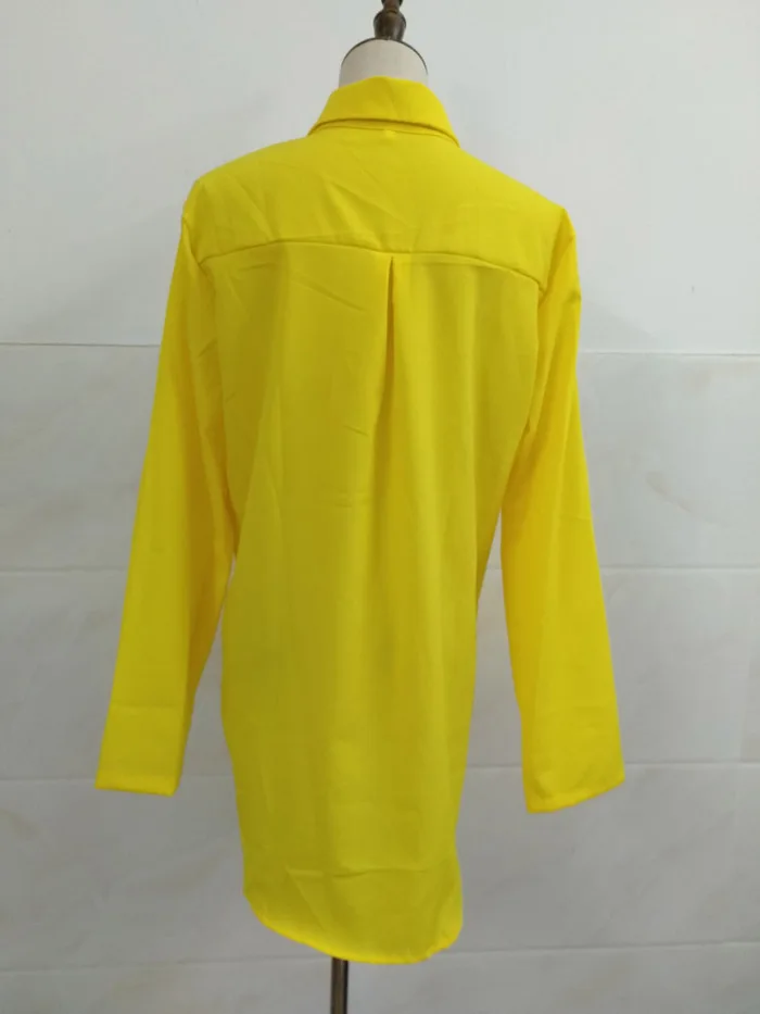 Ladies White Long Sleeve Chiffon Shirt Black Long Tops Women New Turn Down Collar Shirt Blouse Button Office Workwear Shirts Top 12